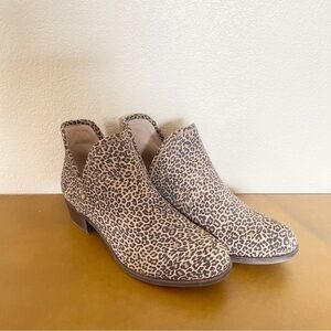 Lucky Brand Bashina Animal Print Leather Ankle Bootie Size 8 Women